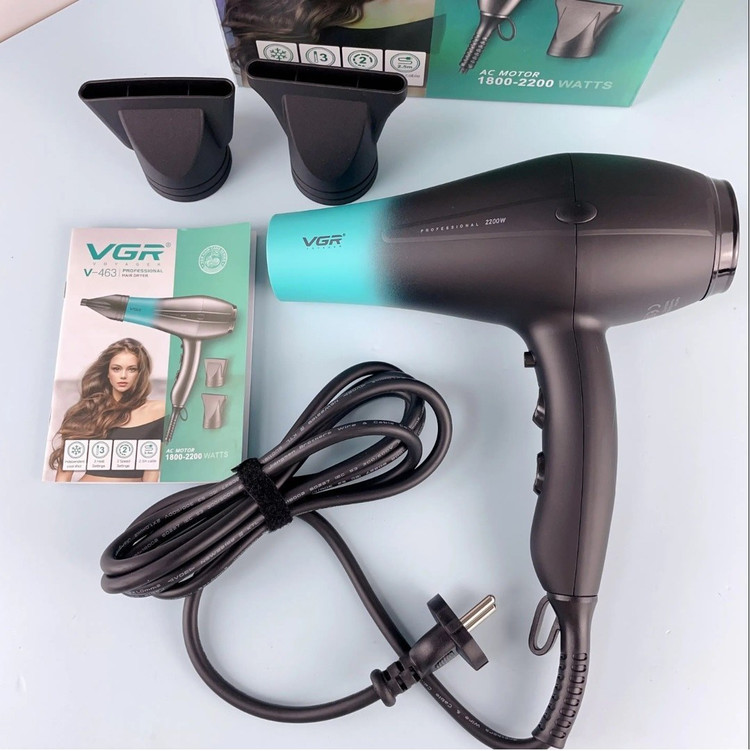 سشوار حرفه ای وی جی آر مدل V-463 با باد سرد و متمرکزکننده