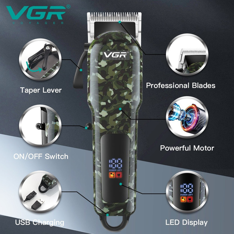 ماشین اصلاح وی جی آر مدل V-665 با تیغه استیل ضد زنگ